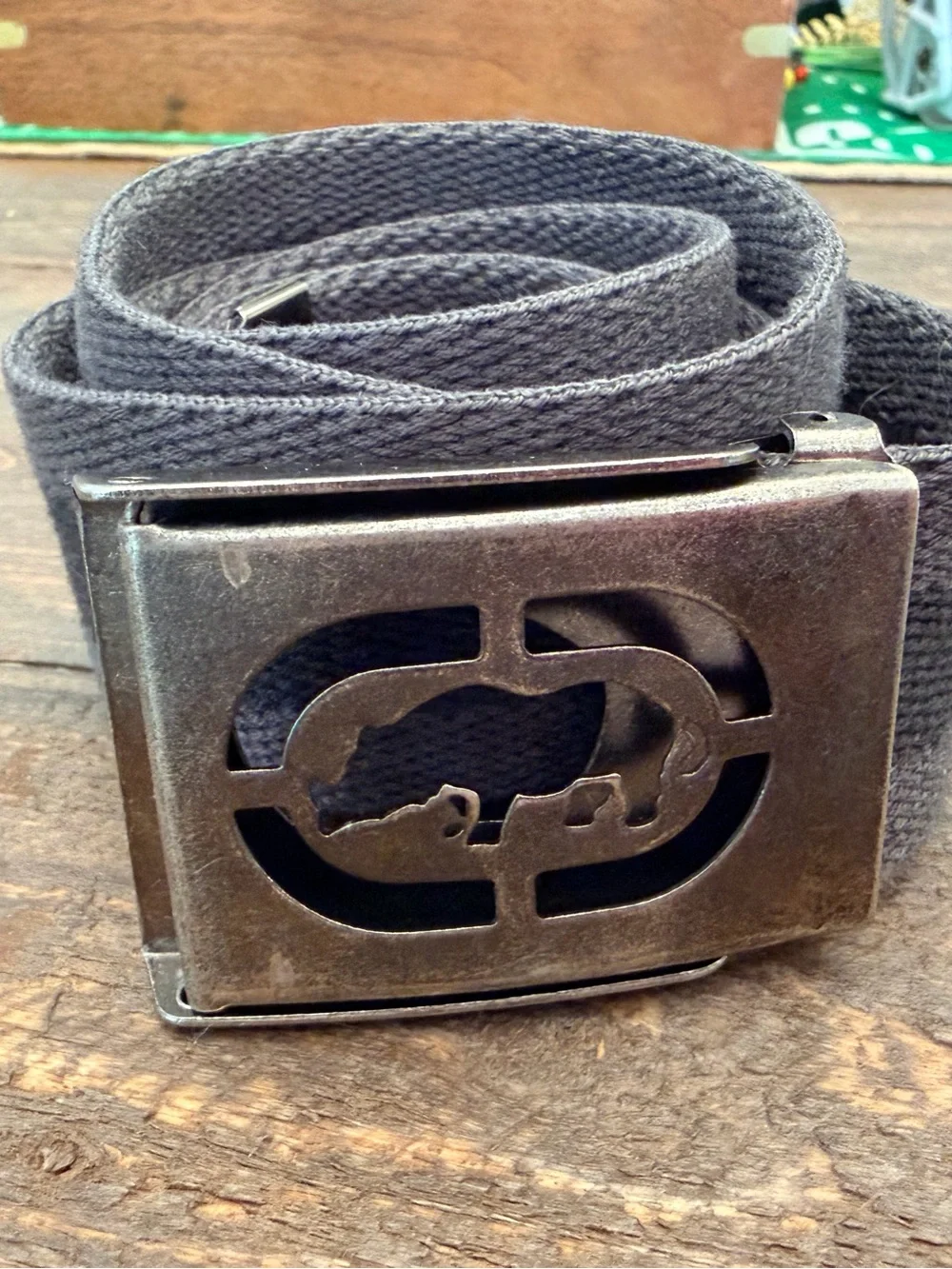 Vintage Ecko Unltd Grey Striped Canvas Web Belt 44